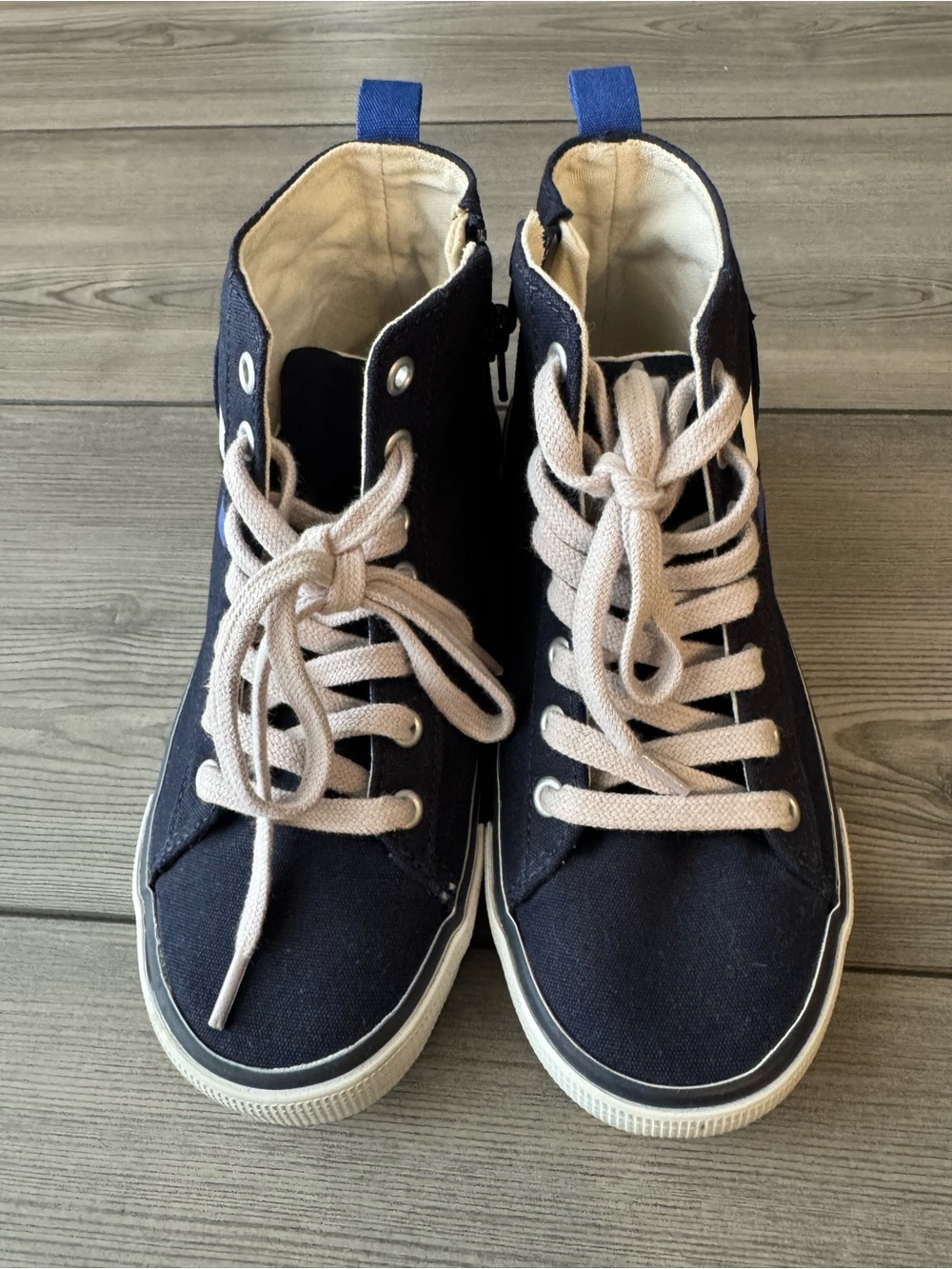 GAP Kids Navy High-Top Sneakers with Cream Laces